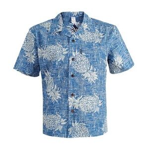 Vintage Blue Palmwave Pineapple Men's Shirt